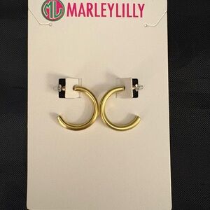 Marley Lilly Brushed Gold Half Hoop Earrings